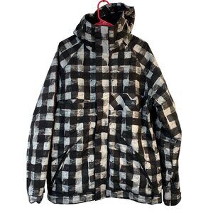 Burton Dryride Poacher Mens Size M Plaid Ski Snow Board Jacket Black 8378 EUC